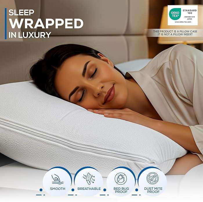 Utopia Bedding Set of 4 Waterproof Pillow Protectors with Zipper Standard Size, Terry Pillow Covers, Bed Bug and Dust Mite Proof Pillow Cases - Image 7