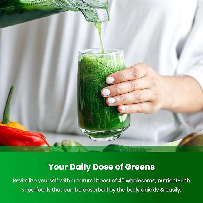 NutraChamps Super Greens Powder Premium Superfood | 20+ Organic Green Veggie Whole Foods | Wheat Grass, Spirulina, Chlorella | Antioxidant, Digestive Enzyme & Probiotic Blends (9.0 Oz, Unflavored) - Image 3