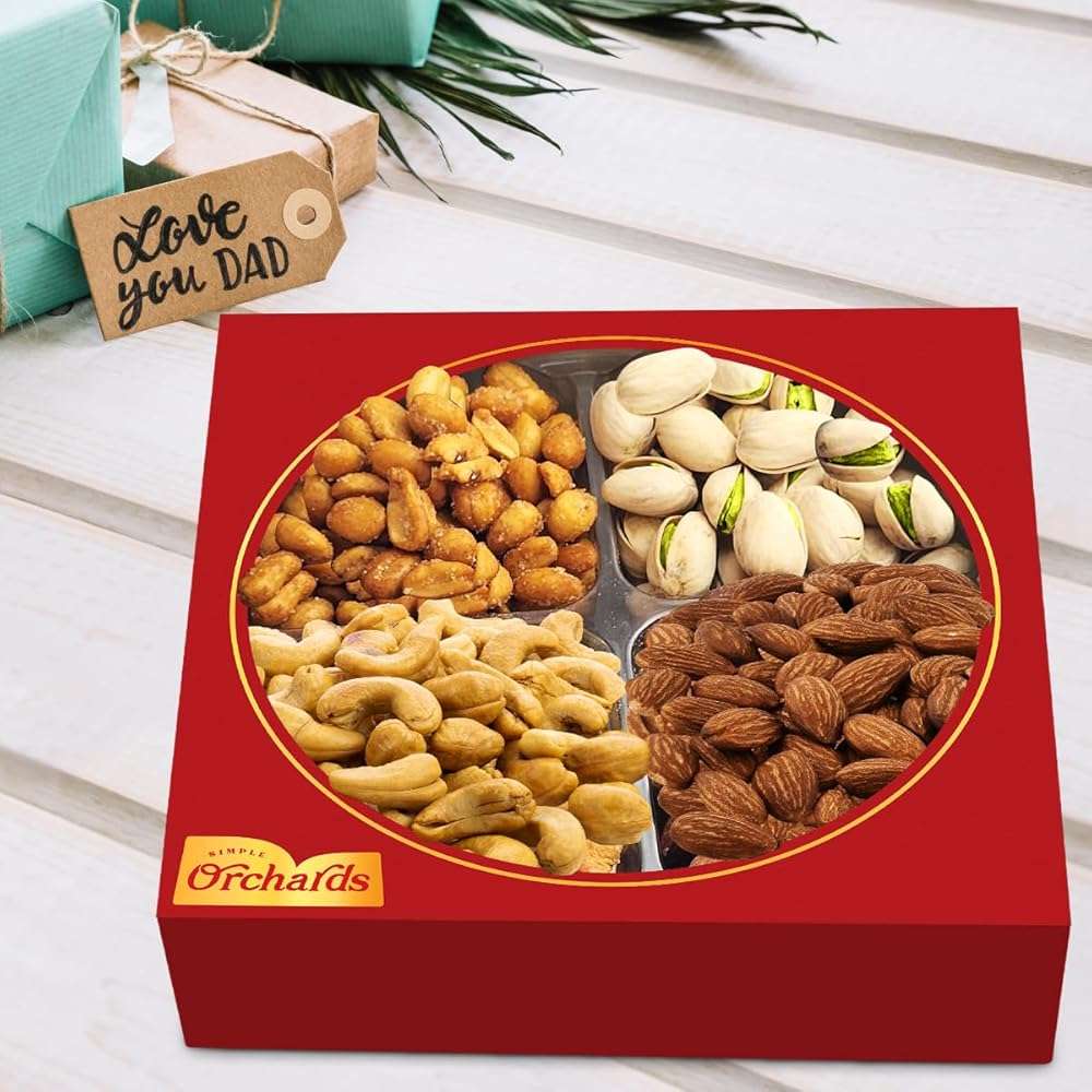 Father's Day Nuts gift Basket of Cravings Gourmet Nuts Collection, Premium Mixed Nut Gift Box, 4 Sectional Mothers Day Gift Basket. - Image 4