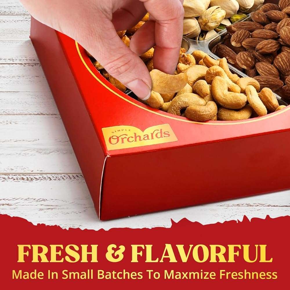 Father's Day Nuts gift Basket of Cravings Gourmet Nuts Collection, Premium Mixed Nut Gift Box, 4 Sectional Mothers Day Gift Basket. - Image 5