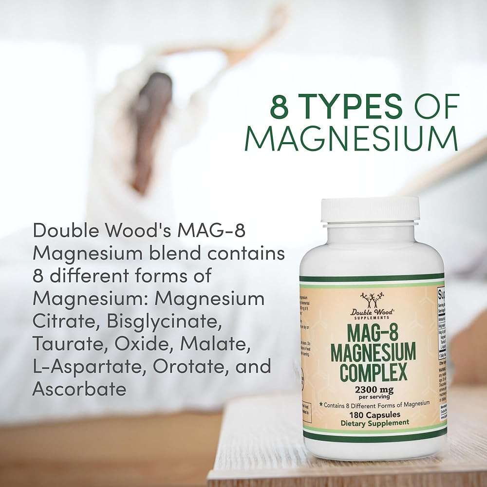 Magnesium Complex Supplement 180 Capsules (426mg Elemental Magnesium Provided by 2,300mg of Eight Different Forms of Magnesium) MAG-8 Provides 100% Daily Recommended Value of Magnesium by Double Wood - Image 6