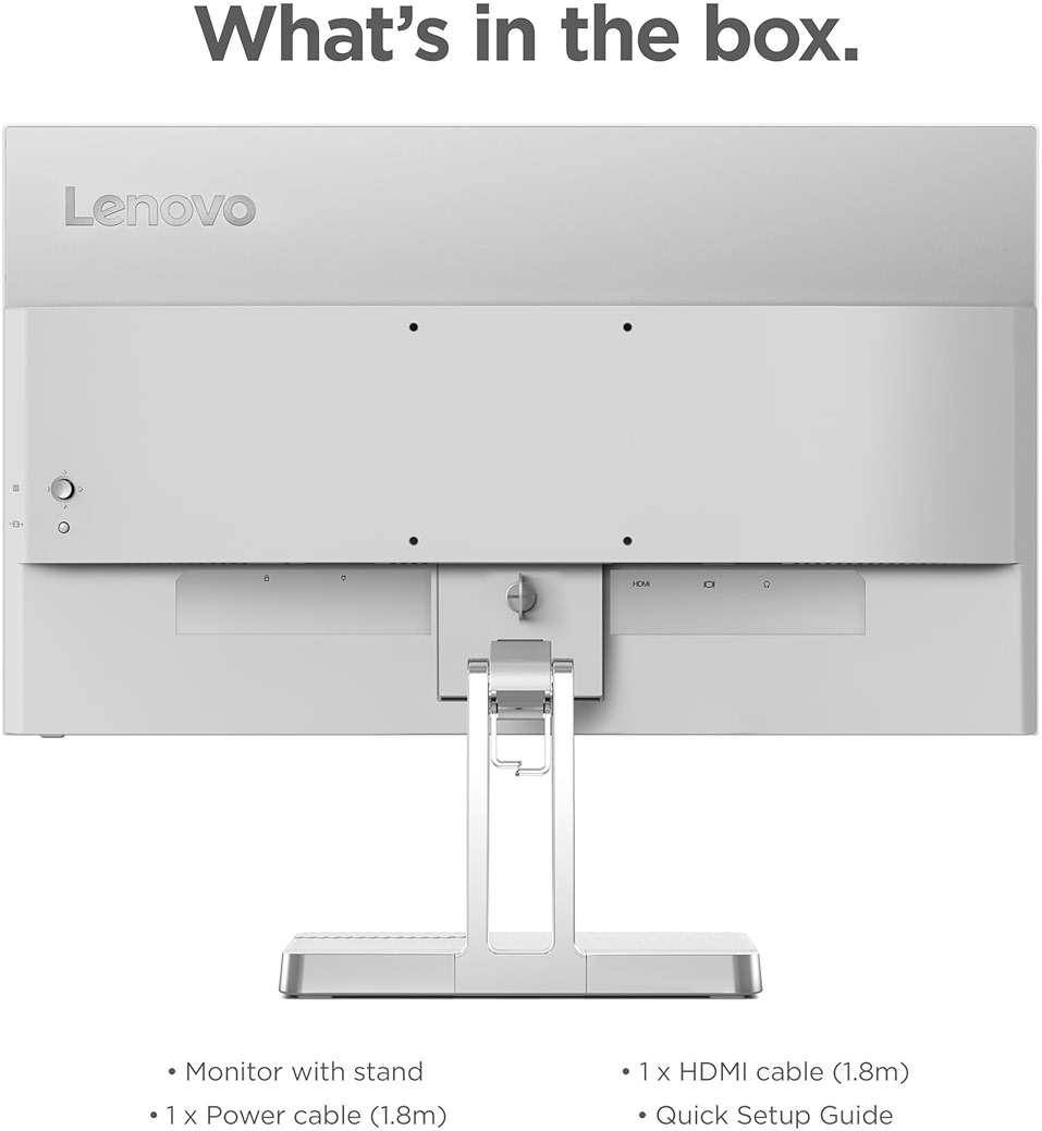 Lenovo L22e-40 Monitor, 21.45” FullHD Resolution, 250 nits Brightness, 75Hz Refresh Rate, AMD FreeSync, HDMI and VGA Ports, Tilt-Adjustable Stand, Natural Low Blue Light, Cloud Grey - Image 3