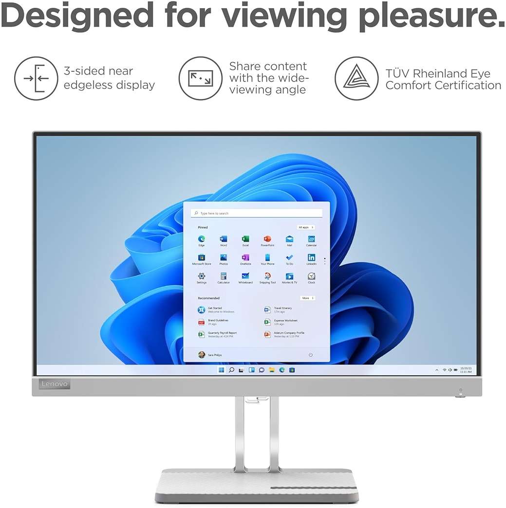 Lenovo L22e-40 Monitor, 21.45” FullHD Resolution, 250 nits Brightness, 75Hz Refresh Rate, AMD FreeSync, HDMI and VGA Ports, Tilt-Adjustable Stand, Natural Low Blue Light, Cloud Grey - Image 5