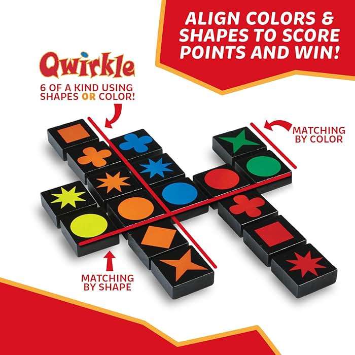 MindWare Qwirkle With Trays Board Game for Kids Ages 6+ Strategy Tile Game for Family Game Night 2-4 Players with 108 Wooden Tiles and 4 Trays - Image 3