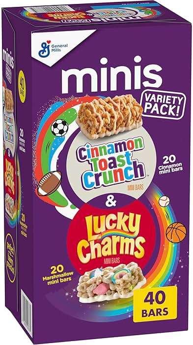 General Mills Cereal Lucky Charms and Cinnamon Toast Crunch Mini Cereal Treat Bars Variety Pack, 40 Ct, 20 oz - Image 1