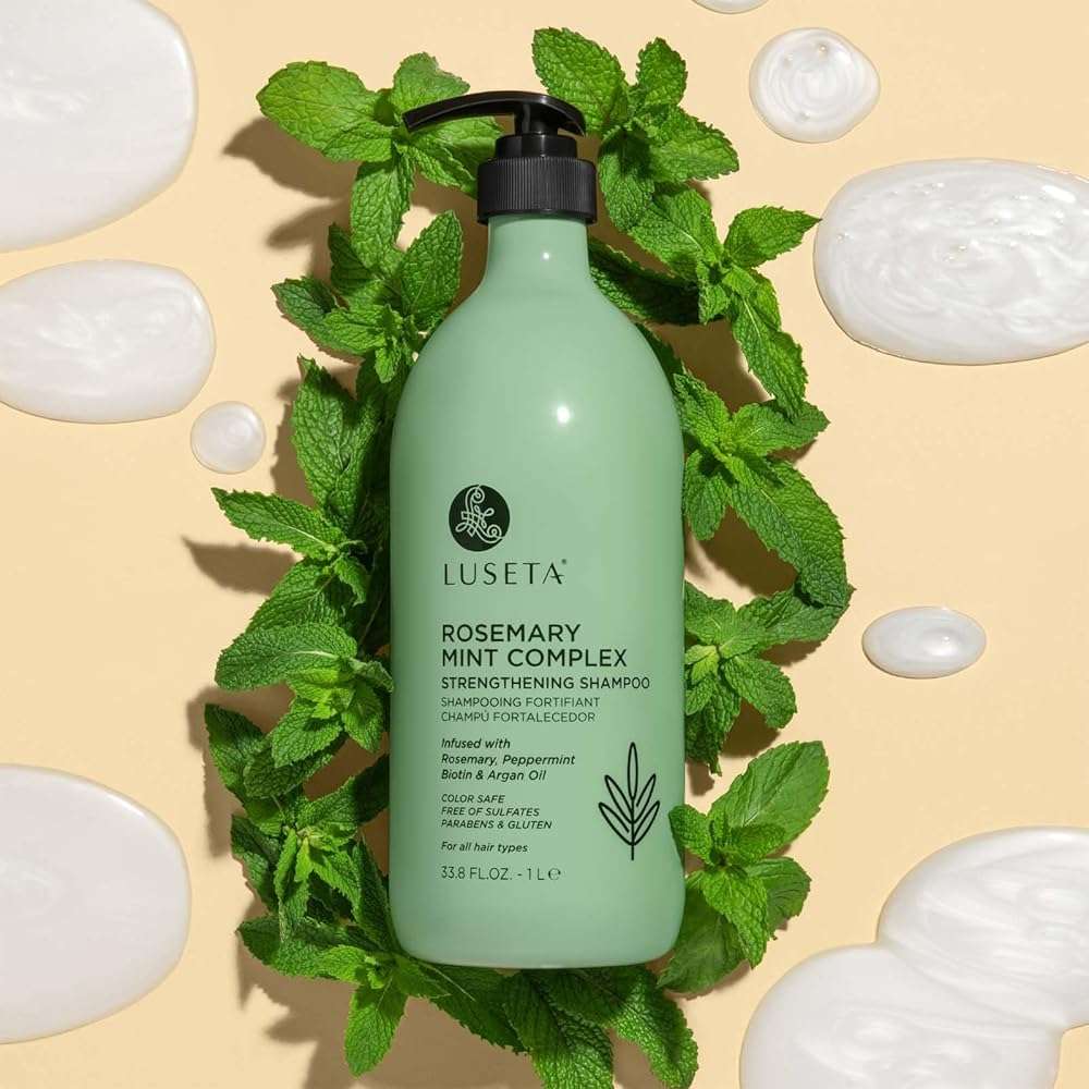 LUSETA Rosemary Mint Strengthening Shampoo Hydrating and Nourishing Damaged Hair Thickening Shampoo for Thinning Hair,Reduce Frizz and Add Shine for All Hair Types, Sulfate Free 33.8oz - Image 2