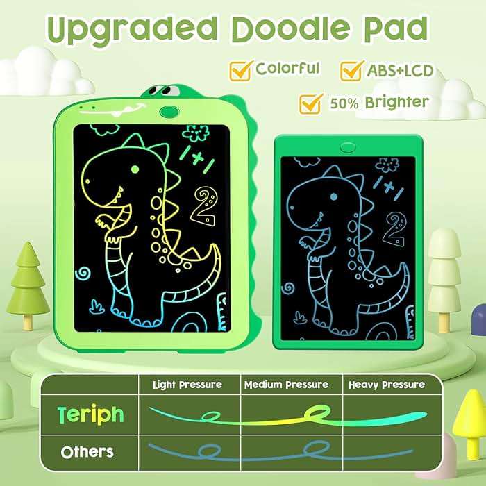 Teriph LCD Writing Tablet for Kids, Colorful Toddlers Toys Drawing Board, Educational Kid Toys, Doodle Pad Dinosaur Toy for 3 4 5 6 7 8 Year Old Boys Girls Birthday Party Xmas,8.5inch & Green - Image 7