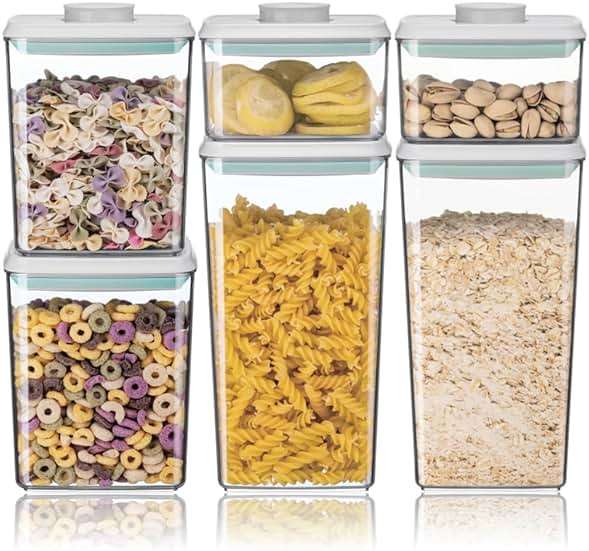 Ankou Airtight Food Storage Container Sets with Lids 6Pcs Pop Containers for Kitchen Pantry Organization BPA-Free Stackable Kitchen Storage Containers for Cereal Flour Sugar (0.5, 1.2, 1.8qt)*2 - Image 1