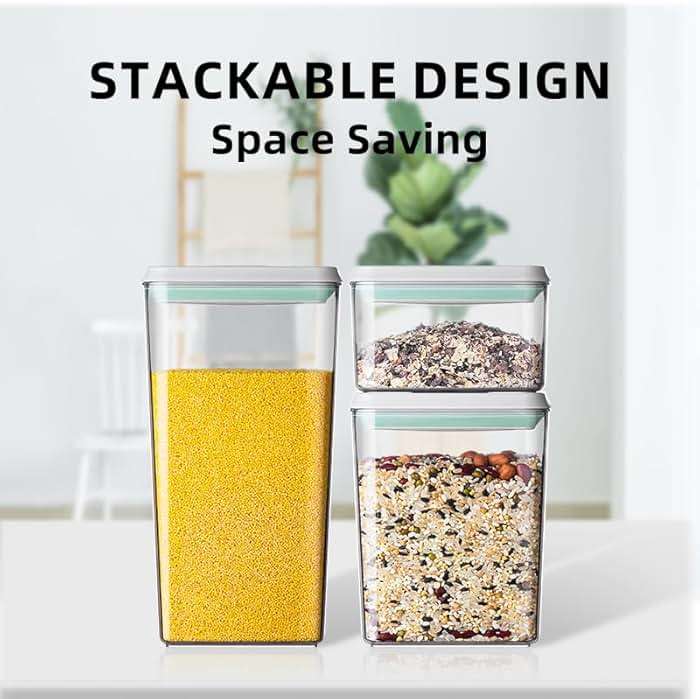 Ankou Airtight Food Storage Container Sets with Lids 6Pcs Pop Containers for Kitchen Pantry Organization BPA-Free Stackable Kitchen Storage Containers for Cereal Flour Sugar (0.5, 1.2, 1.8qt)*2 - Image 6