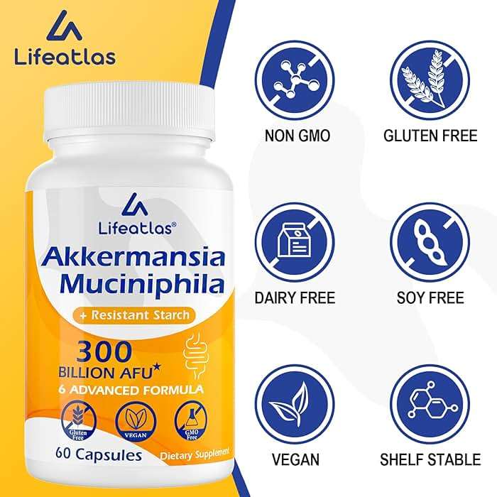 Lifeatlas Akkermansia Supplement Probiotic | Akkermansia with 300 Billion AFU Akkermansia Probiotic, 6-in-1 Akkermansia Probiotics for Women and Men, Daily Akkermansia Supplement, 60 Caps - Image 5