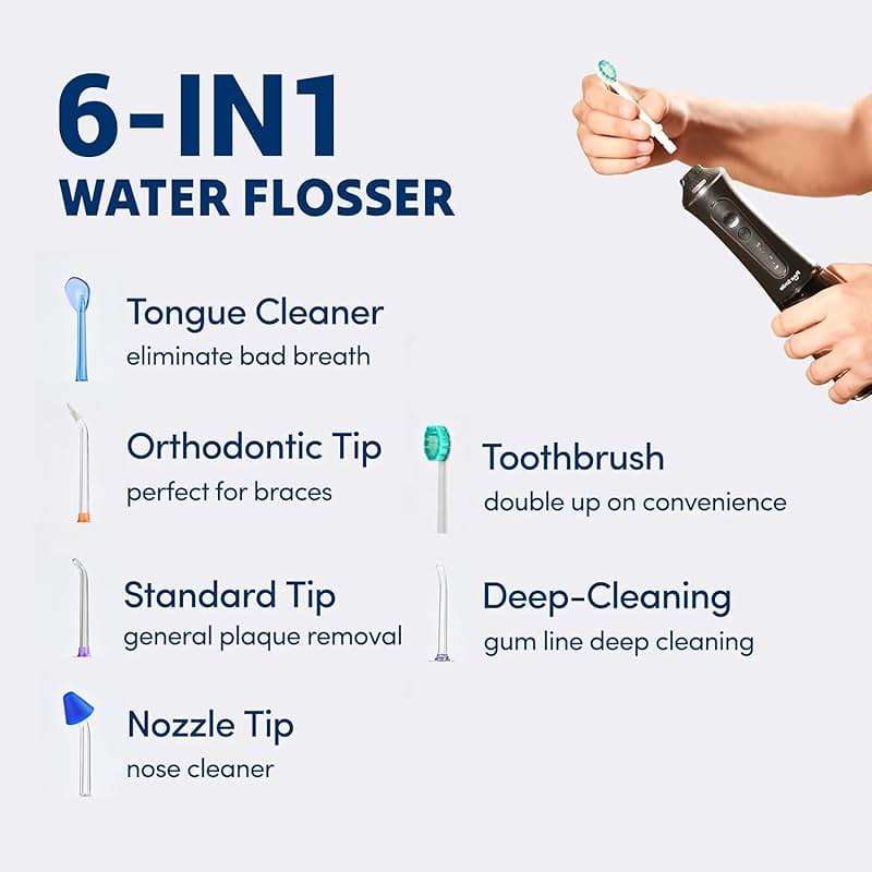 Portable Water Flosser Cordless by Puur Smile - Advanced Dental Care for a Healthier Mouth, Gum, and Teeth - IPX7 Waterproof Oral Irrigator | 7 Replacement Tips, Travel-Friendly, Rechargeable - Image 2
