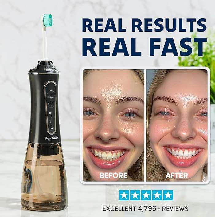 Portable Water Flosser Cordless by Puur Smile - Advanced Dental Care for a Healthier Mouth, Gum, and Teeth - IPX7 Waterproof Oral Irrigator | 7 Replacement Tips, Travel-Friendly, Rechargeable - Image 5