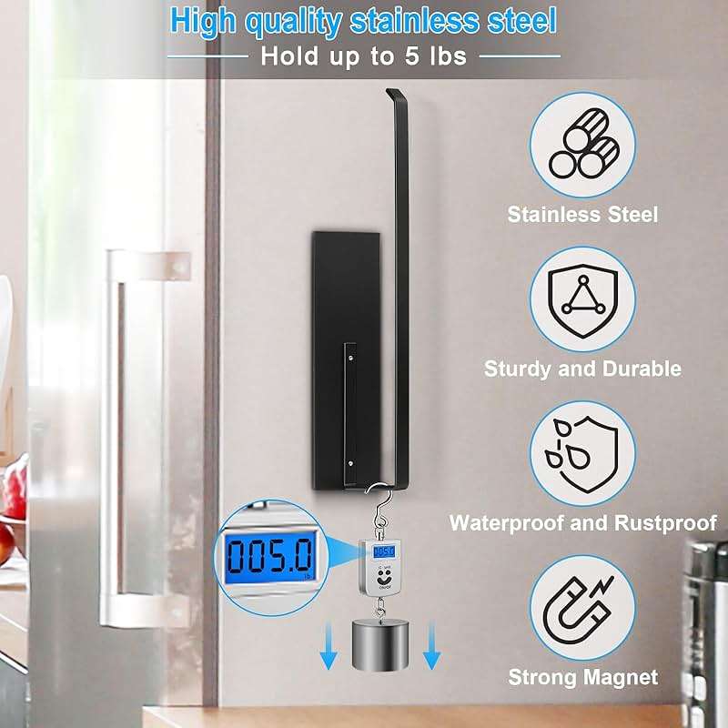 Paper Towel Holder, Magnetic Paper Towel Holder for Fridge, Toilet Paper Roll Holder Magnet Towel Rack Wall Mount Fridge Organizer for Paper Towels Rolls Bathroom Pantry RV Kitchen Storage - Image 4