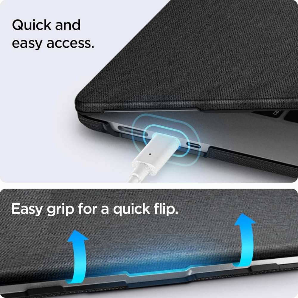 Spigen for MacBook Air 15 inch Case M5 (2026), MacBook Air 15 inch M4/M3/M2 (2025-2022), Urban Fit Protective Premium Fabric Case Cover, A3448 A3241 A3114 A2941 Black - Image 8