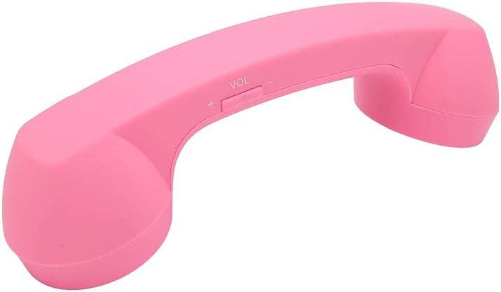 Retro Telephone Handset for Cell Phones - Comfortable Corded Receiver with Ergonomic Design for Clear Conversations (Pink) - Image 1