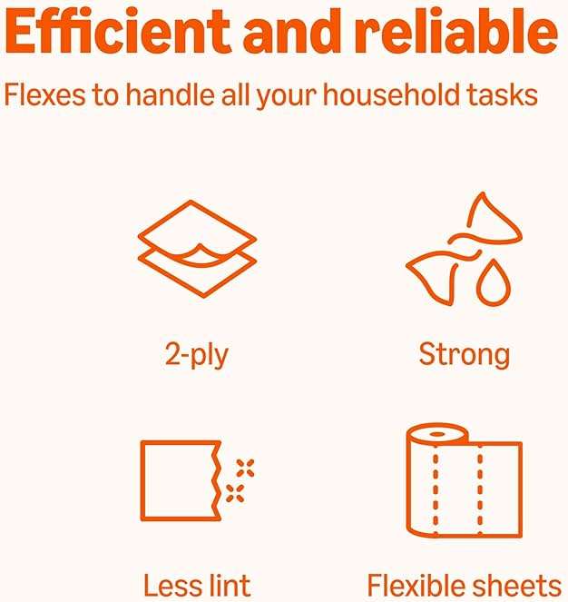 Amazon Basics 2-Ply Flex-Sheets Paper Towels, 2-Pack, 150 Sheets per Roll, 2 Basics Rolls = 6 Regular Rolls, for Everyday Use, Spills and Messes - Image 5