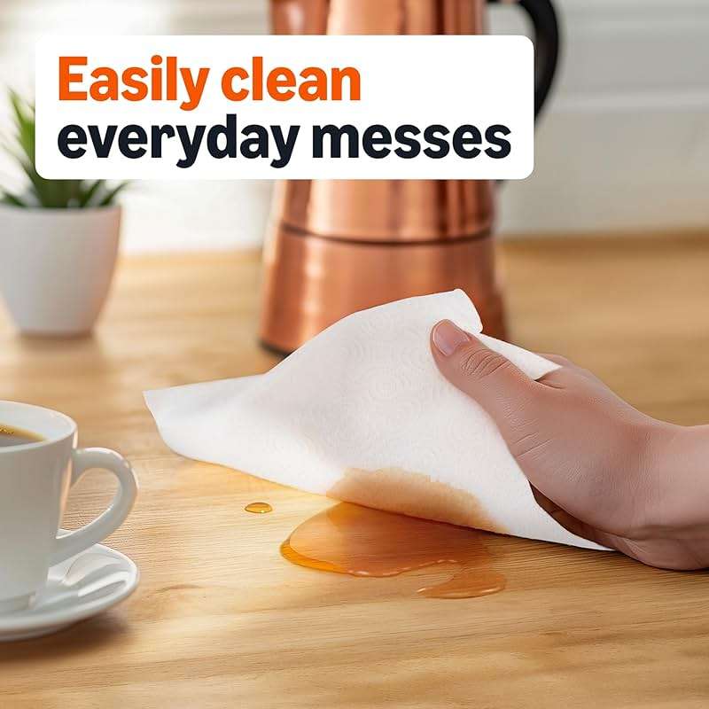 Amazon Basics 2-Ply Flex-Sheets Paper Towels, 2-Pack, 150 Sheets per Roll, 2 Basics Rolls = 6 Regular Rolls, for Everyday Use, Spills and Messes - Image 6