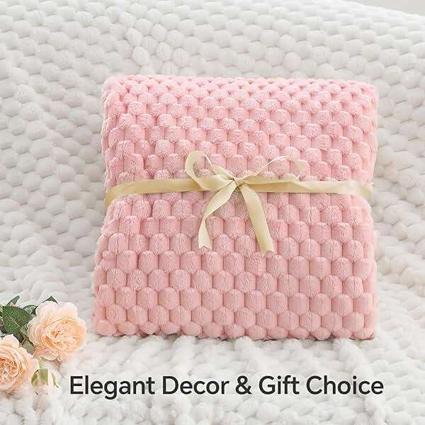 BEDELITE Fleece Decorative Blanket - 3D Jacquard Pink Throw Blankets for Women's Couch & Bed, Soft and Cozy Warm Plush Fluffy Blanket, Cute Birthday Gift for Women, 50x60 Inches - Image 5