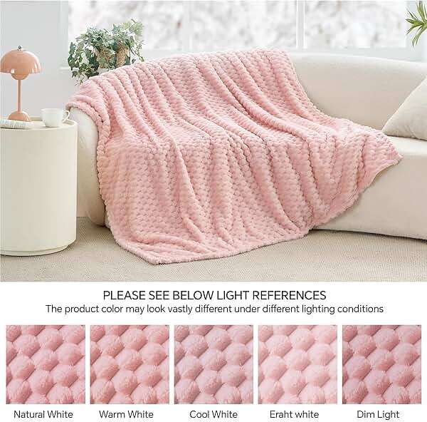 BEDELITE Fleece Decorative Blanket - 3D Jacquard Pink Throw Blankets for Women's Couch & Bed, Soft and Cozy Warm Plush Fluffy Blanket, Cute Birthday Gift for Women, 50x60 Inches - Image 8