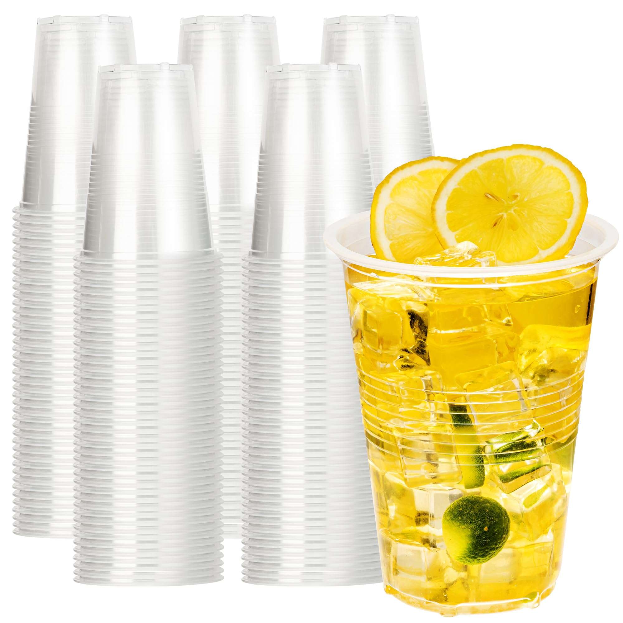 YEEHAW 16 oz Plastic Cups, 240 Pack - Clear Disposable Drinking Water Cups for Cold Beverages, Ideal for Party - Image 1