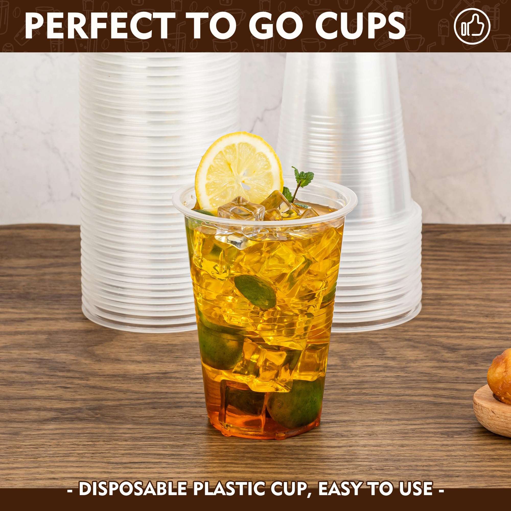YEEHAW 16 oz Plastic Cups, 240 Pack - Clear Disposable Drinking Water Cups for Cold Beverages, Ideal for Party - Image 7