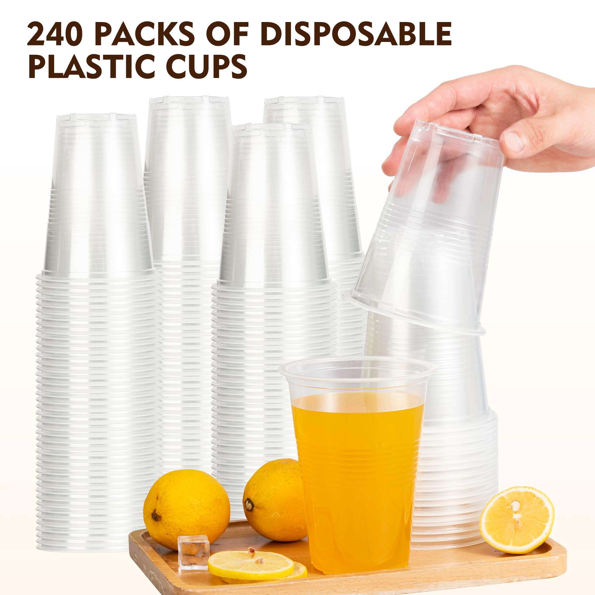 YEEHAW 16 oz Plastic Cups, 240 Pack - Clear Disposable Drinking Water Cups for Cold Beverages, Ideal for Party - Image 8