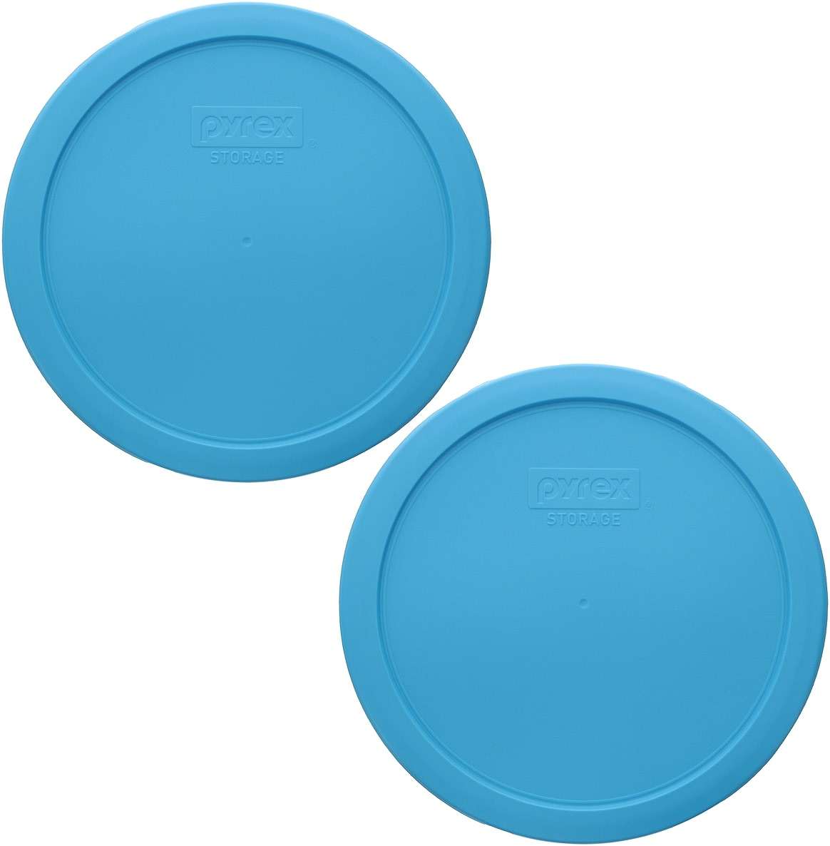 Pyrex 7402-PC Bright Blue Pantone Food Storage Replacement Lid (This Lid Fits the Pyrex 7402 6-Cup SCULPTED MIXING BOWL and 7203 7-Cup Glass Bowl) (2 Pack) - Made in USA - Image 1