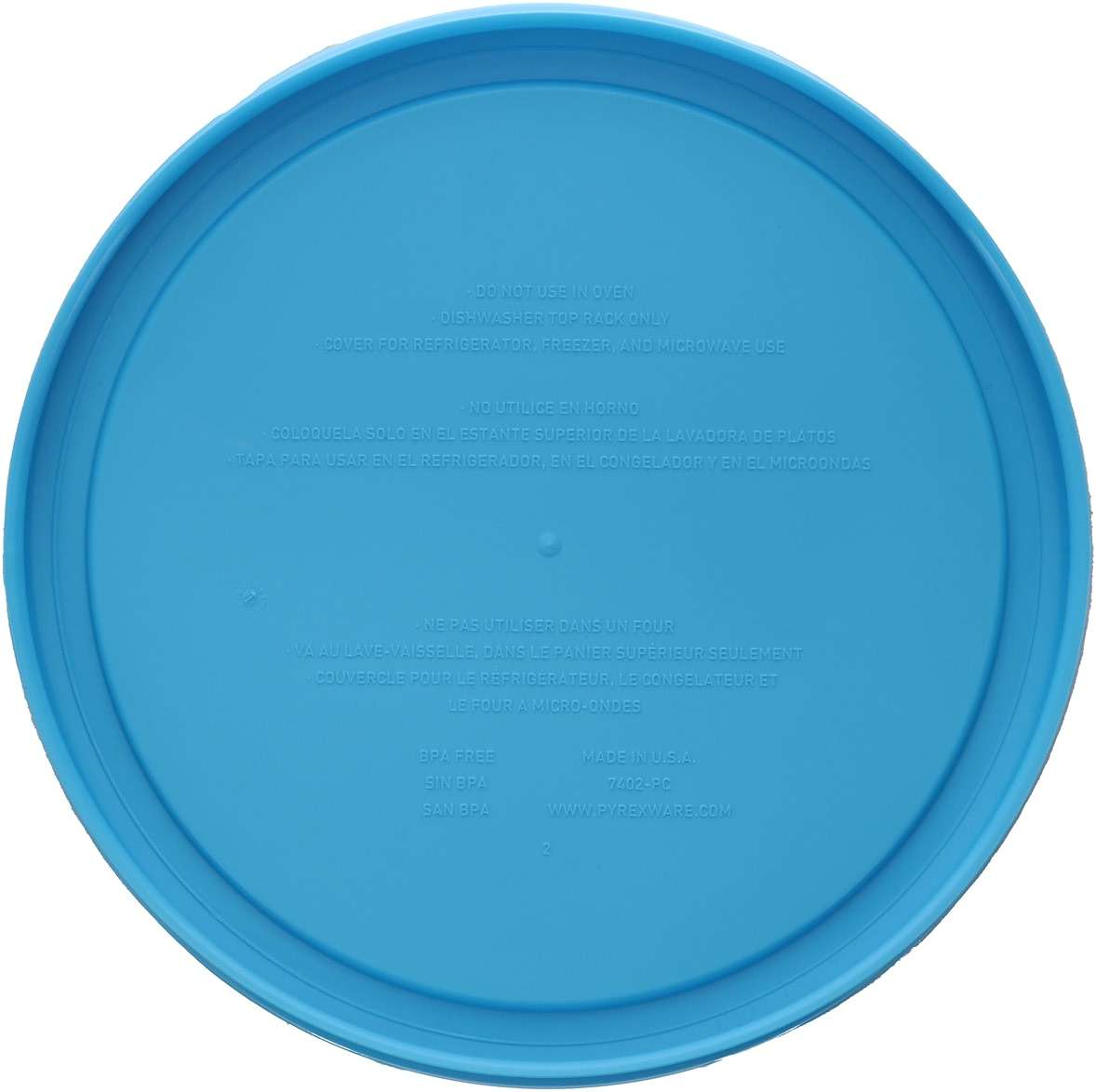 Pyrex 7402-PC Bright Blue Pantone Food Storage Replacement Lid (This Lid Fits the Pyrex 7402 6-Cup SCULPTED MIXING BOWL and 7203 7-Cup Glass Bowl) (2 Pack) - Made in USA - Image 3