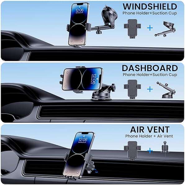 BIVGAZA Phone Holder Car [Military-Grade Suction] Universal Car Phone Holder [Thick Case Friendly] Automobile Accessories Dashboard Air Vent Windshield Phone Mount Fit for iPhone Android Smartphones - Image 2