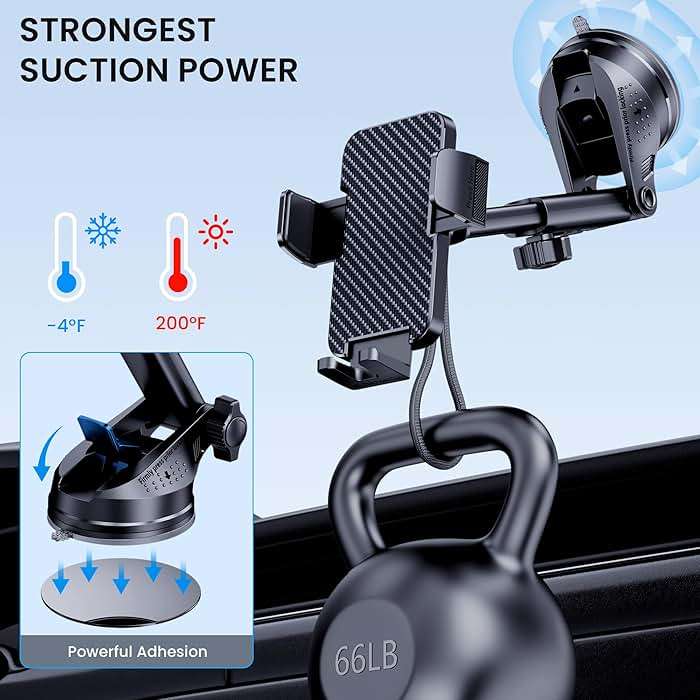 BIVGAZA Phone Holder Car [Military-Grade Suction] Universal Car Phone Holder [Thick Case Friendly] Automobile Accessories Dashboard Air Vent Windshield Phone Mount Fit for iPhone Android Smartphones - Image 3