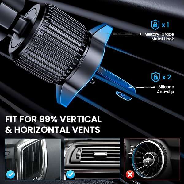 BIVGAZA Phone Holder Car [Military-Grade Suction] Universal Car Phone Holder [Thick Case Friendly] Automobile Accessories Dashboard Air Vent Windshield Phone Mount Fit for iPhone Android Smartphones - Image 7