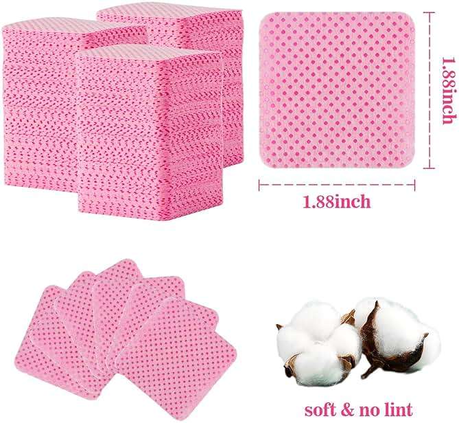 MAQIHAN 1200 Lint Free Nail Wipes - Pink Acetone Nail Polish Remover Wipes Lint Free Nail Wipes Pads Gel Nails No Lint Nail Glue Wipes Eyelash Extensions Toallitas Para Uñas Sin Pelusa Nail Supplies - Image 2