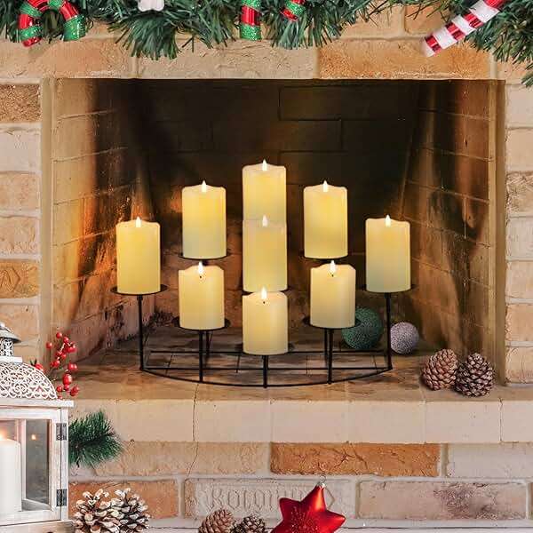Candeldo Candelabra Fireplace Candle Holder: Black Metal Pillar Candle Holders for Inside Fireplace Mantle Decor Floor Candelabras Table Centerpiece - Image 1