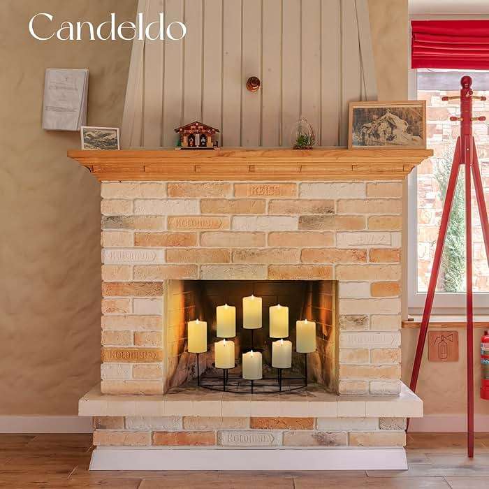 Candeldo Candelabra Fireplace Candle Holder: Black Metal Pillar Candle Holders for Inside Fireplace Mantle Decor Floor Candelabras Table Centerpiece - Image 3