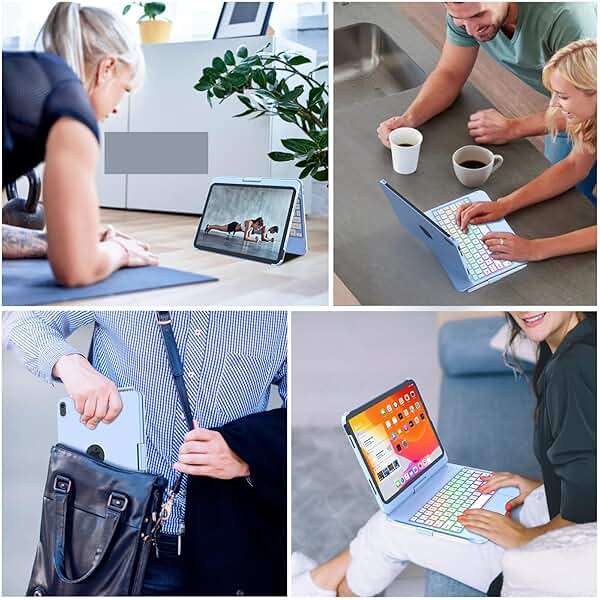 FUWANG Touch Keyboard Case for iPad (A16) 11th Generation 11 inch 2025&10th Gen 10.9 inch 2022, 360° Rotate for iPad 10th Generation Case with Keyboard, 7-Color Backlit, Multi-Touch Trackpad, Blue - Image 9