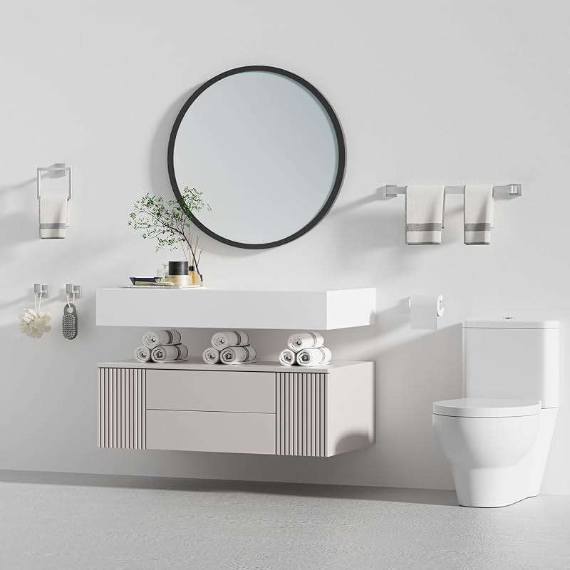 10-Pieces Brushed Nickel Bathroom Accessories Set, 23.6 Inch Bath Towel Bar Set, Stainless Steel Bathroom Hardware Set, Towel Racks for Bathroom Wall Mounted. - Image 2