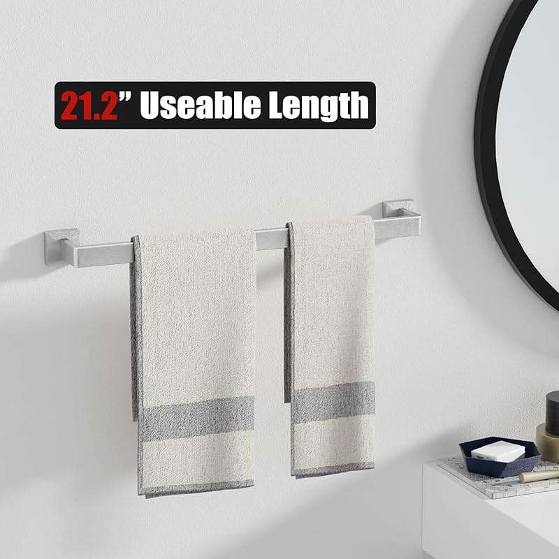 10-Pieces Brushed Nickel Bathroom Accessories Set, 23.6 Inch Bath Towel Bar Set, Stainless Steel Bathroom Hardware Set, Towel Racks for Bathroom Wall Mounted. - Image 4