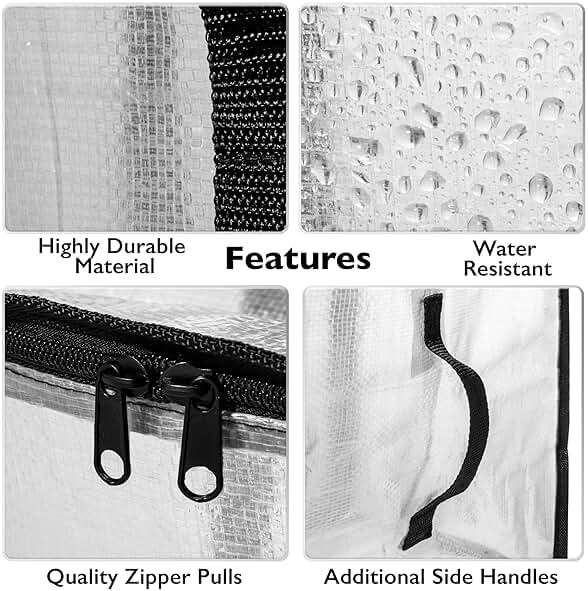 ClearSpace Heavy Duty Moving Bags - Water Resistant Storage Bags with Backpack Straps, Zippers and Handles - Large Moving Boxes for College Dorm, Travel, Closet Organization - 6 Pack, Clear - Image 4