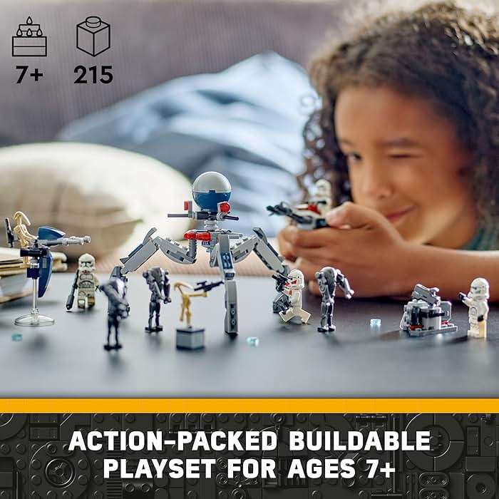 LEGO Star Wars Clone Trooper & Battle Droid Battle Pack Set for Kids, Buildable Toy Speeder Bike Vehicle, Tri-Droid and Defensive Post, Collectible, Gift for Boys and Girls Aged 7 and Up, 75372 - Image 2