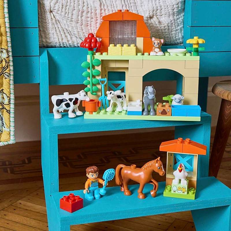 LEGO DUPLO Town Caring for Animals at The Farm Building Toys Playset - Learning, Educational Toys for Toddlers & Preschool, Ages 2+ - Building Blocks for Pretend Play Set W/Animal Figures - 10416 - Image 2