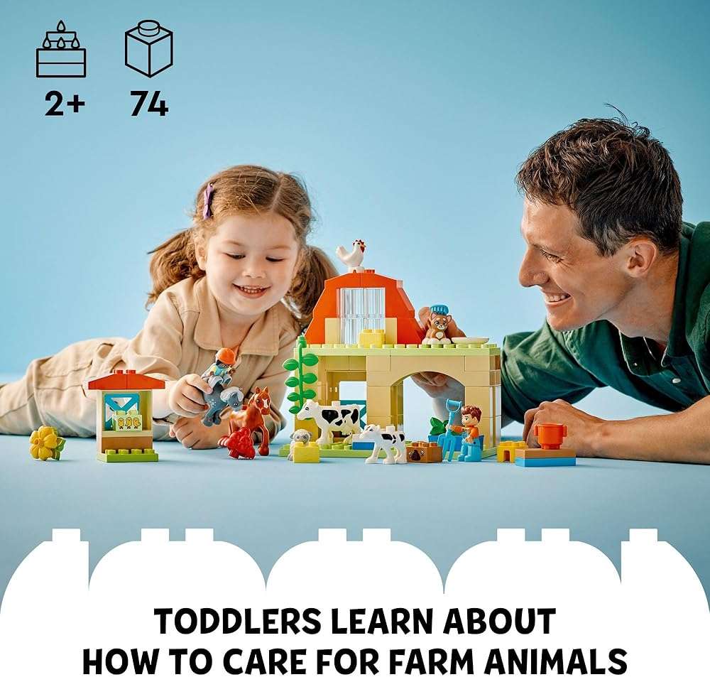 LEGO DUPLO Town Caring for Animals at The Farm Building Toys Playset - Learning, Educational Toys for Toddlers & Preschool, Ages 2+ - Building Blocks for Pretend Play Set W/Animal Figures - 10416 - Image 3
