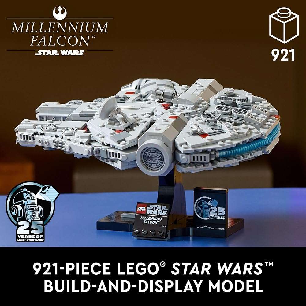 LEGO Star Wars Millennium Falcon 25th Anniversary Collectible - DIY Building Set for Adults, Men & Women, Ages 18+ - A New Hope Model with Display Stand - Star Wars Gift - 75375 - Image 2