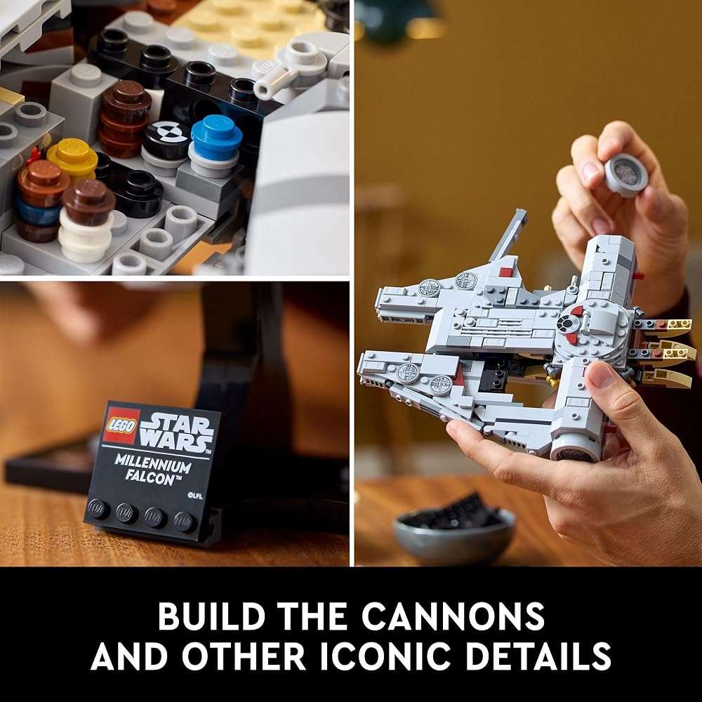 LEGO Star Wars Millennium Falcon 25th Anniversary Collectible - DIY Building Set for Adults, Men & Women, Ages 18+ - A New Hope Model with Display Stand - Star Wars Gift - 75375 - Image 3