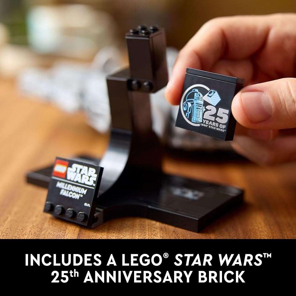LEGO Star Wars Millennium Falcon 25th Anniversary Collectible - DIY Building Set for Adults, Men & Women, Ages 18+ - A New Hope Model with Display Stand - Star Wars Gift - 75375 - Image 4