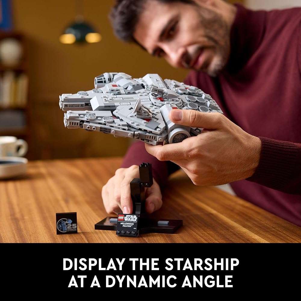 LEGO Star Wars Millennium Falcon 25th Anniversary Collectible - DIY Building Set for Adults, Men & Women, Ages 18+ - A New Hope Model with Display Stand - Star Wars Gift - 75375 - Image 5