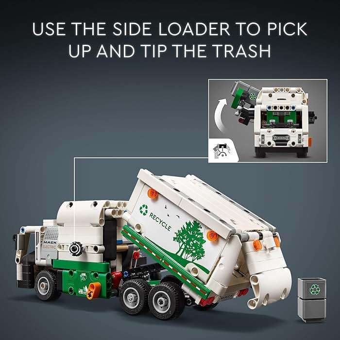 LEGO Technic Mack LR Electric Garbage Truck Toy, Buildable Kids Truck for Pretend Play, Great Gift for Boys, Girls and Kids Ages 8 and Up who Love Recycling Toys and Vehicles, 42167 - Image 3