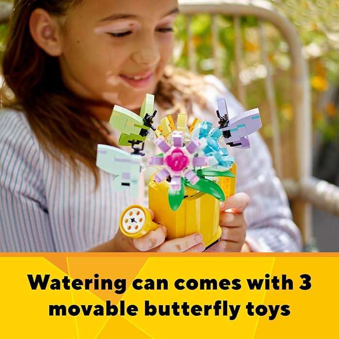 LEGO Creator 3 in 1 Flowers in Watering Can Building Toy - Fun, Creative Activity for Kids, Girls and Boys, Ages 8+ - Gift for Birthdays - Building Options for Rain Boots or Birds - 31149 - Image 4