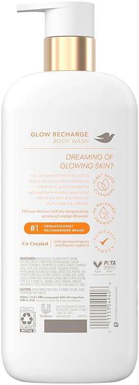 Dove Exfoliating Body Wash Glow Recharge Energizes & illuminates skin 3% brightening serum with vitamin C 18.5 oz - Image 2