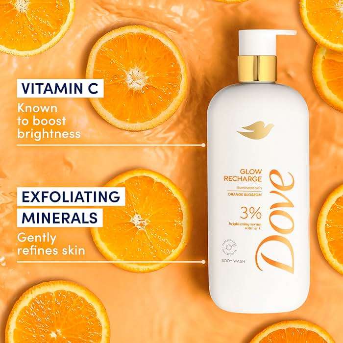 Dove Exfoliating Body Wash Glow Recharge Energizes & illuminates skin 3% brightening serum with vitamin C 18.5 oz - Image 4