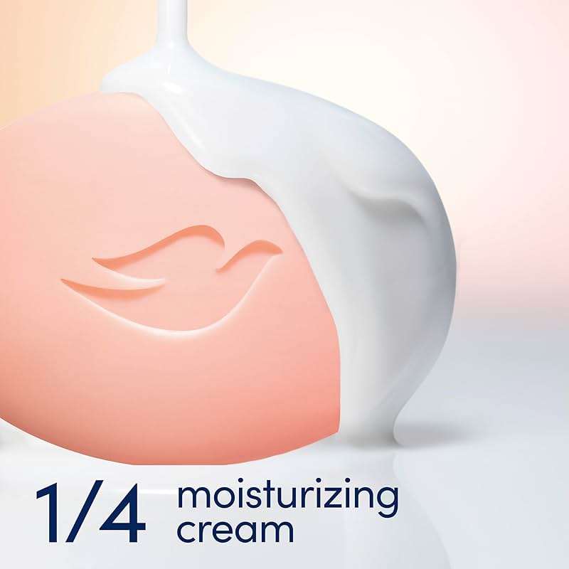 Dove Beauty Bar Soap Rebalancing White Peach & Rice Milk 6 Count for a Nourished and Moisturized Skin, with ¼ Moisturizing Cream Plant-Based Formula, 3.75 oz - Image 5
